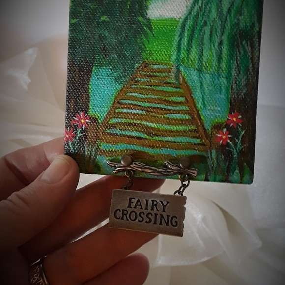 BeaslePunk Art Original Other - Fairy Crossing - mini canvas art original 3" x 3" BeaslePunk Art Original Other - Fairy Crossing - mini canvas art original 3" x 3"